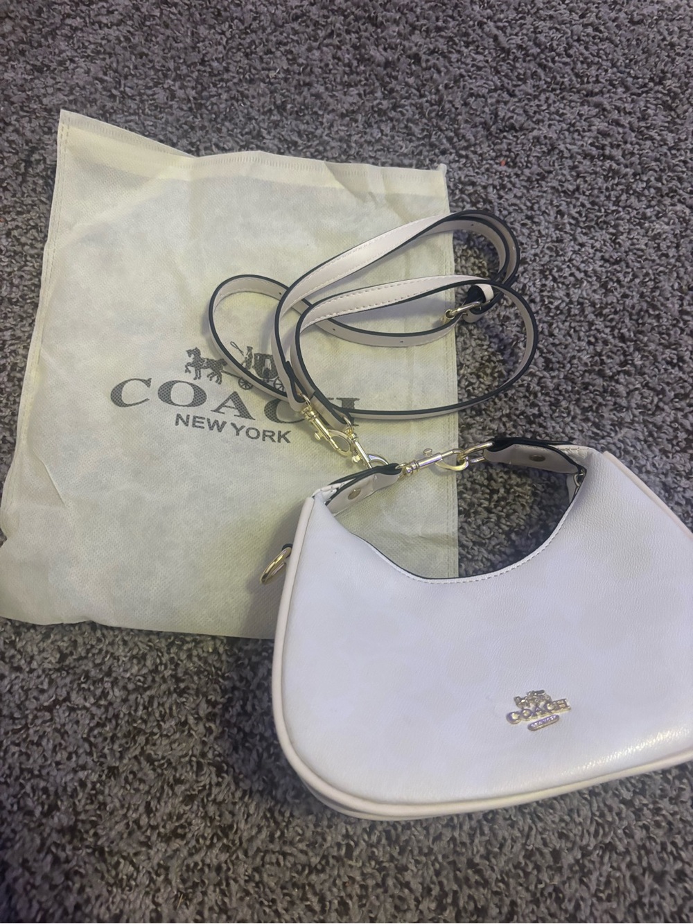 Coach White Leather Bag with Gold Hardware